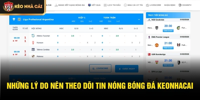 Những lý do nên theo dõi tin nóng bóng đá Keonhacai
