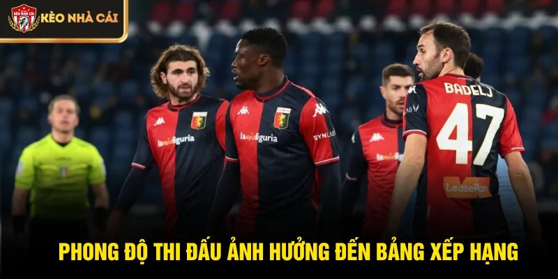 Phong độ thi đấu ảnh hưởng đến bảng xếp hạng Serie A